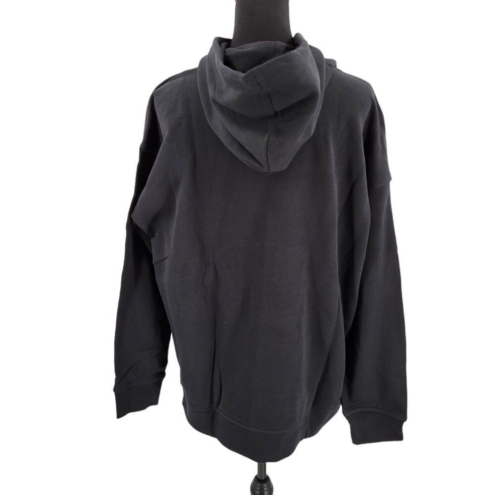 Adidas Originals Hoodie Womens Large Black White Trefoil Pullover Sweatshirt NEW - Picture 2 of 16